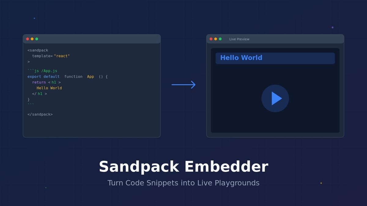 I Built `Sandpack Embedder`: Turn `Code Snippets` into `Live Playgrounds` Without Touching Your CMS